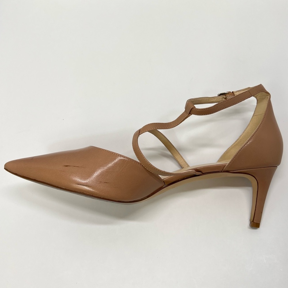 Nude Kitten Heels Pointed Toe T Strap Pumps Low Heel Work Shoes Mary Jane Heeled - Picture 10 of 17